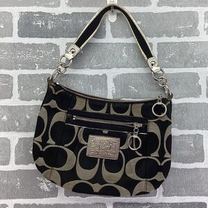 Coach Poppy Black and Silver Shoulder Purse